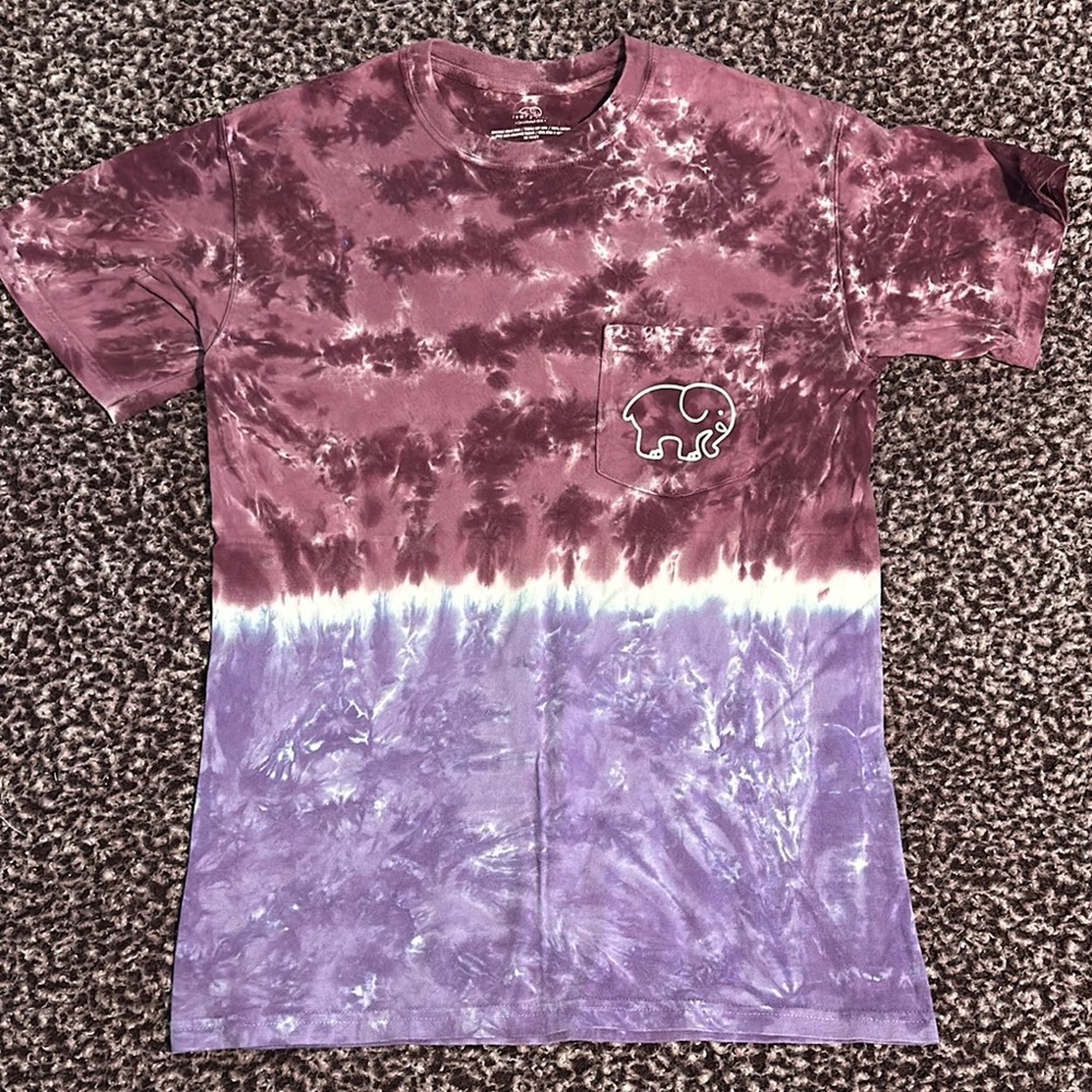 Elephant Print Tie-Dye T-Shirt - Purple and Maroon